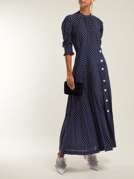 Polka dot-print pleated silk dress | Alessandra Rich | MATCHESFASHION UK