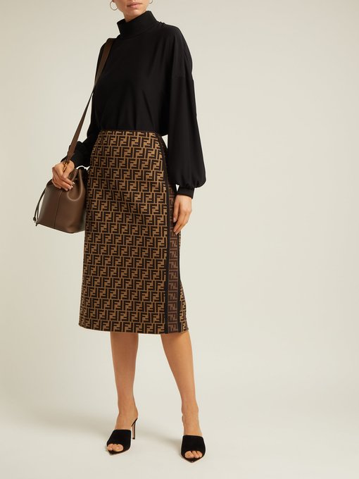 Logo-jacquard stretch pencil skirt | Fendi | MATCHESFASHION UK