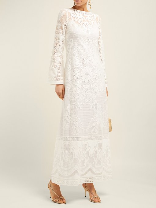 white cotton lace maxi dress
