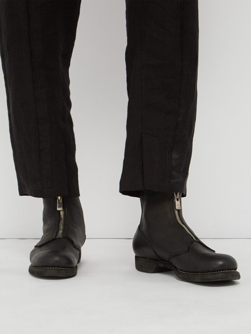 Front-zip leather ankle boots | Guidi 