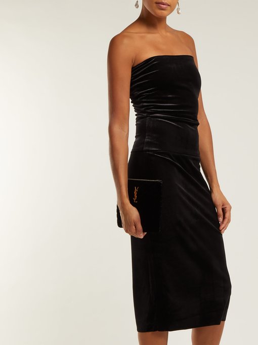 strapless black dress midi