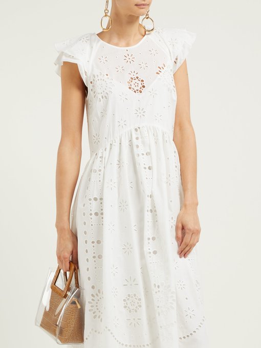 white broad anglaise dress