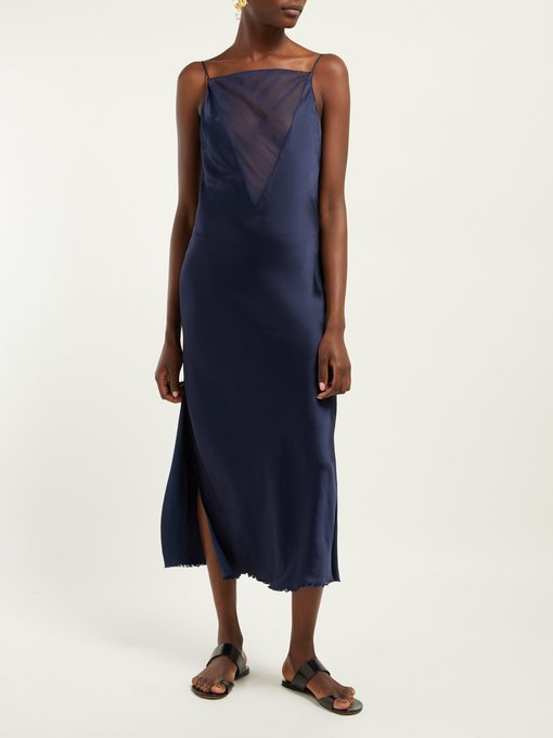 Organza-insert satin slip dress | Marina Moscone | MATCHESFASHION UK