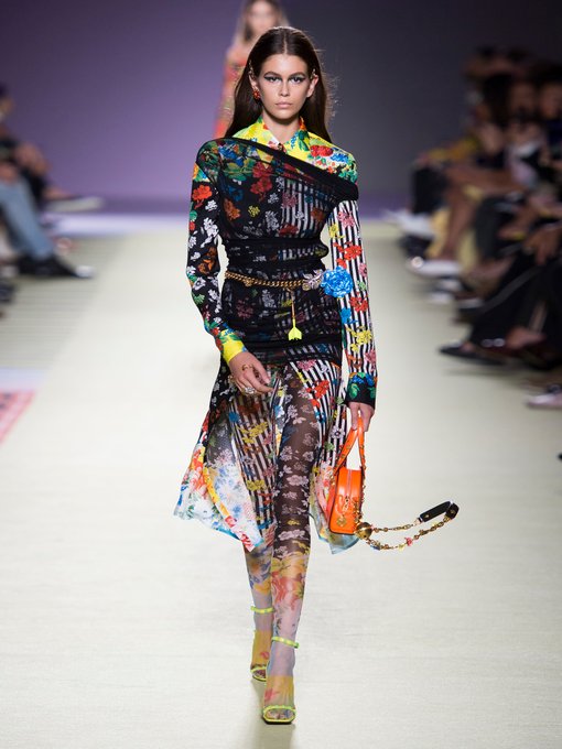 Stripe and floral-print silk-jacquard shirtdress | Versace ...