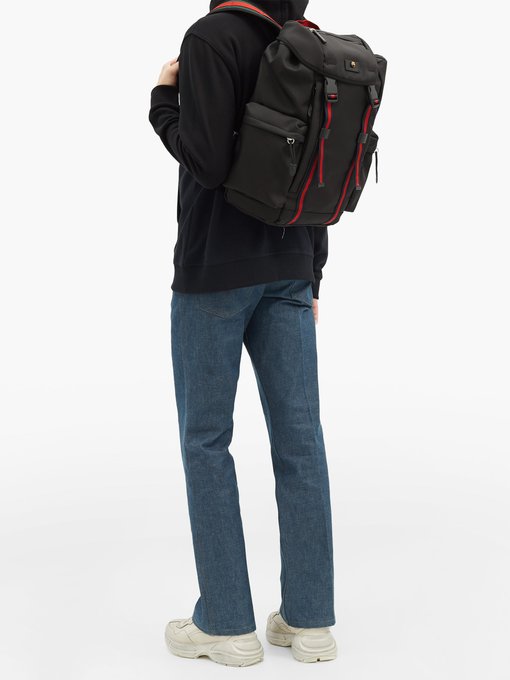 Techno web-stripe canvas backpack 