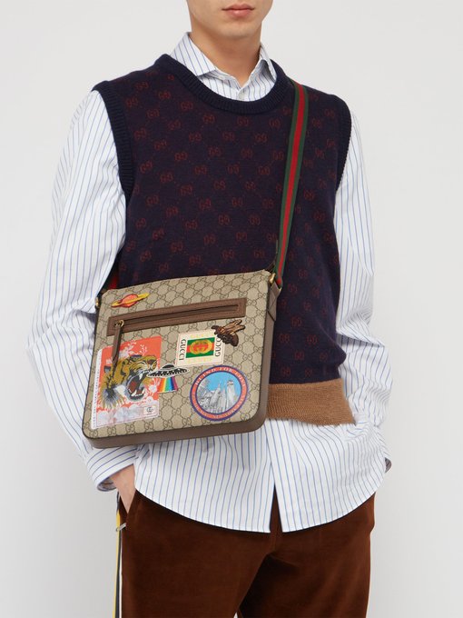 gucci patch messenger bag