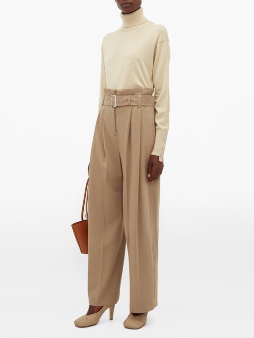 Swanage paperbag-waist crepe wide-leg trousers | Burberry ...