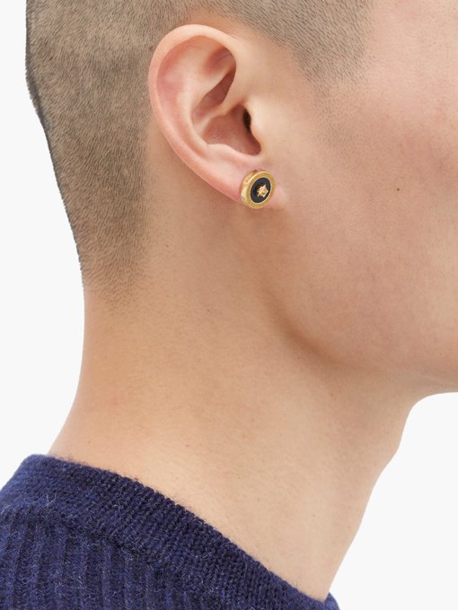 versace gold stud earrings mens