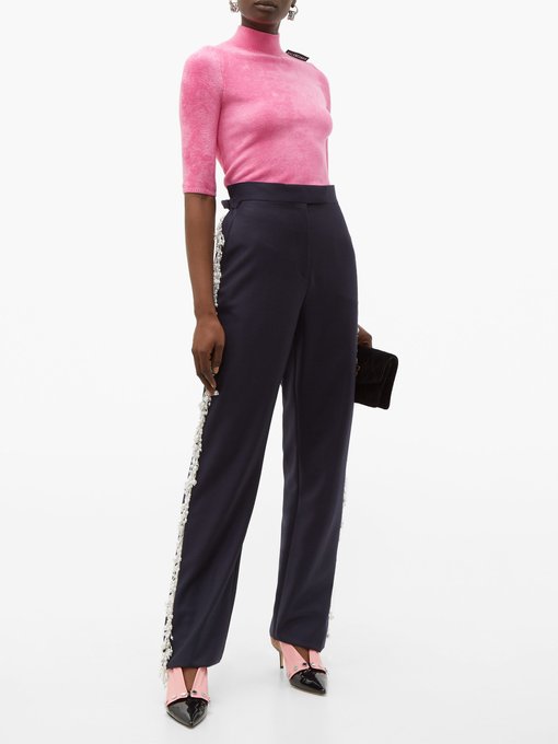 Faux pearl-embellish tailored wool trousers | Christopher Kane ...