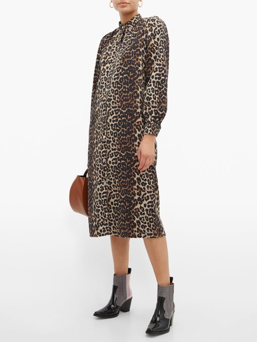 denim leopard print dress