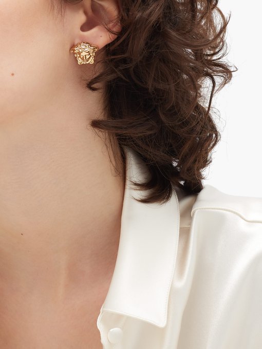 gold medusa earrings