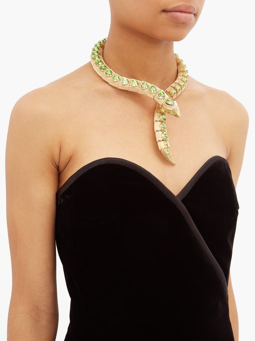 Crystal-embellished snake necklace 