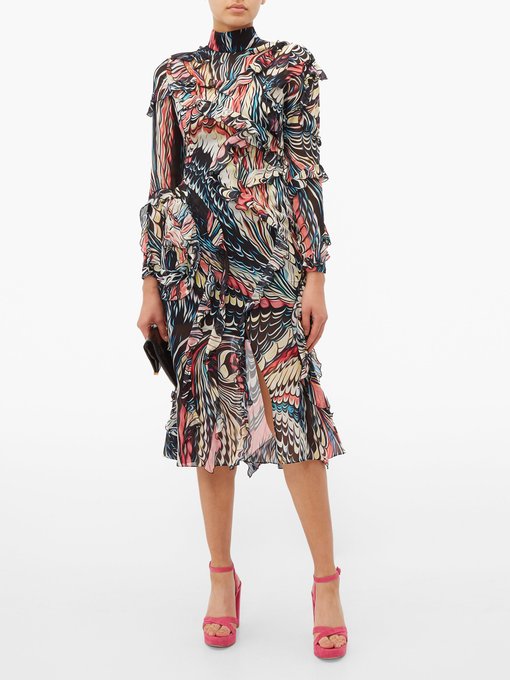 Abstract-print ruffled silk-georgette dress | Mary Katrantzou ...