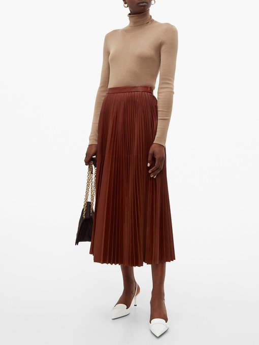 Pleated leather midi skirt | Prada | MATCHESFASHION UK