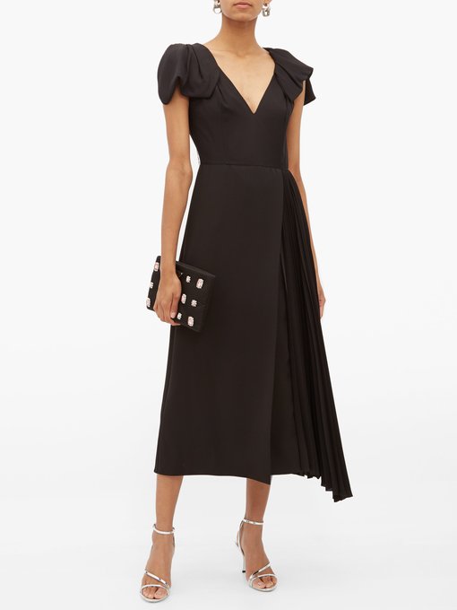 Bow-sleeve pleated twill midi dress | Prada | MATCHESFASHION UK