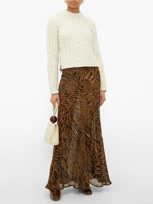 tiger print maxi skirt