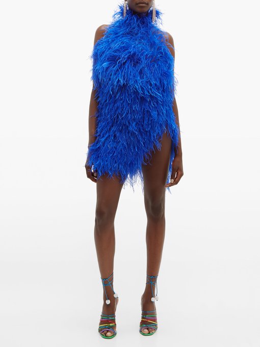 Ostrich feather-embellished mini dress | The Attico | MATCHESFASHION UK