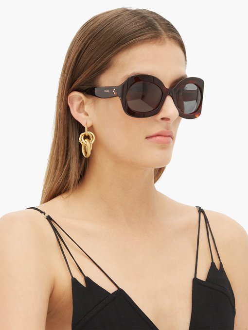 Round Tortoiseshell Effect Acetate Sunglasses Celine Eyewear Matchesfashion Uk