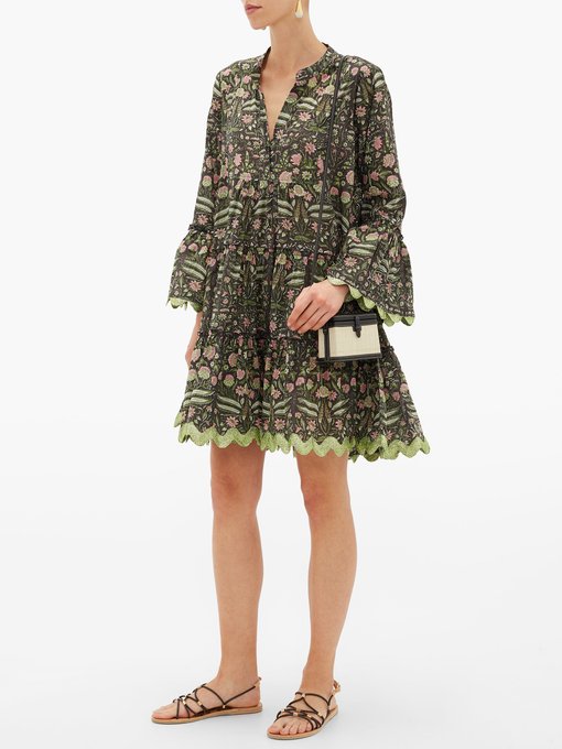 Rickrack-trim floral-print cotton-poplin dress | Juliet Dunn ...