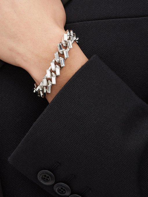 Crystal Embellished Curb Link Chain Bracelet Saint Laurent Matchesfashion Us