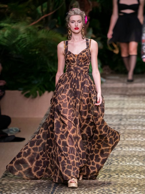 Giraffe-print silk-georgette dress | Dolce & Gabbana | MATCHESFASHION UK