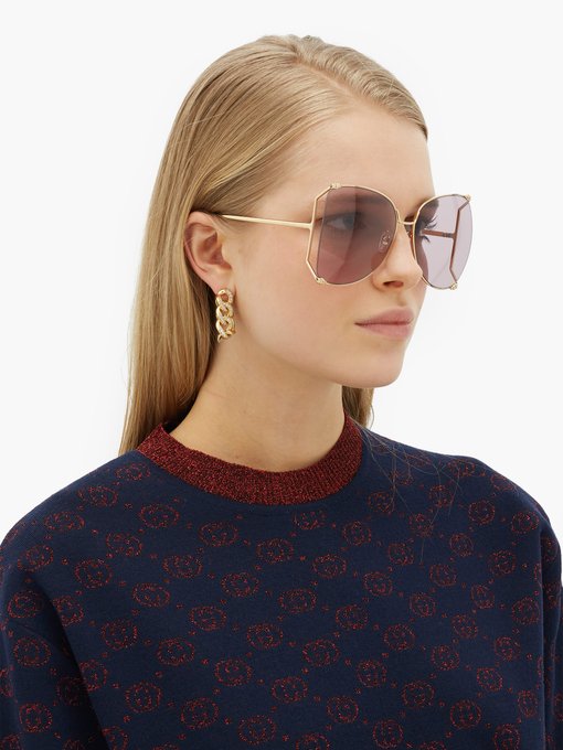 Oversized round metal sunglasses | Gucci | MATCHESFASHION US
