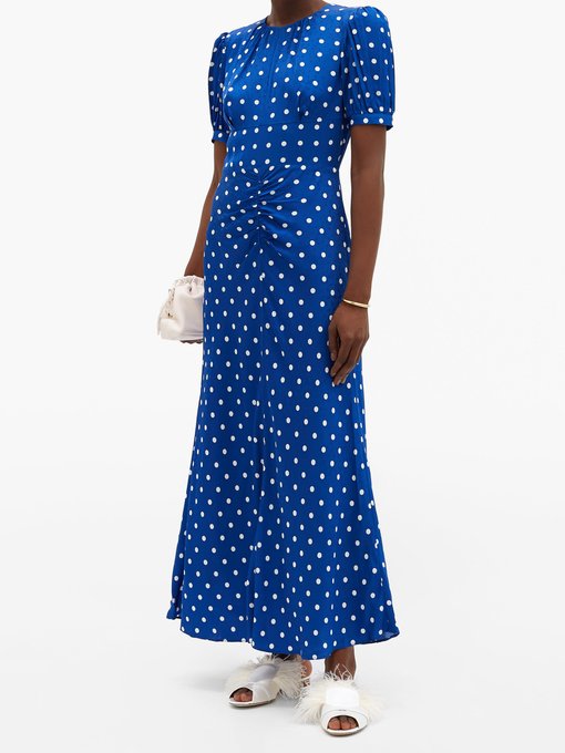 self portrait dot satin printed dress