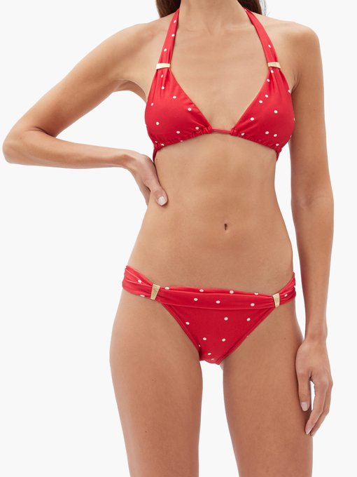 red polka dot bikini outfit