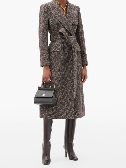 Double-breasted wool-blend tweed longline coat | Dolce & Gabbana ...