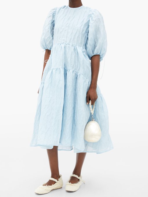 Libby tiered Aurora-jacquard linen-blend dress | Cecilie Bahnsen ...