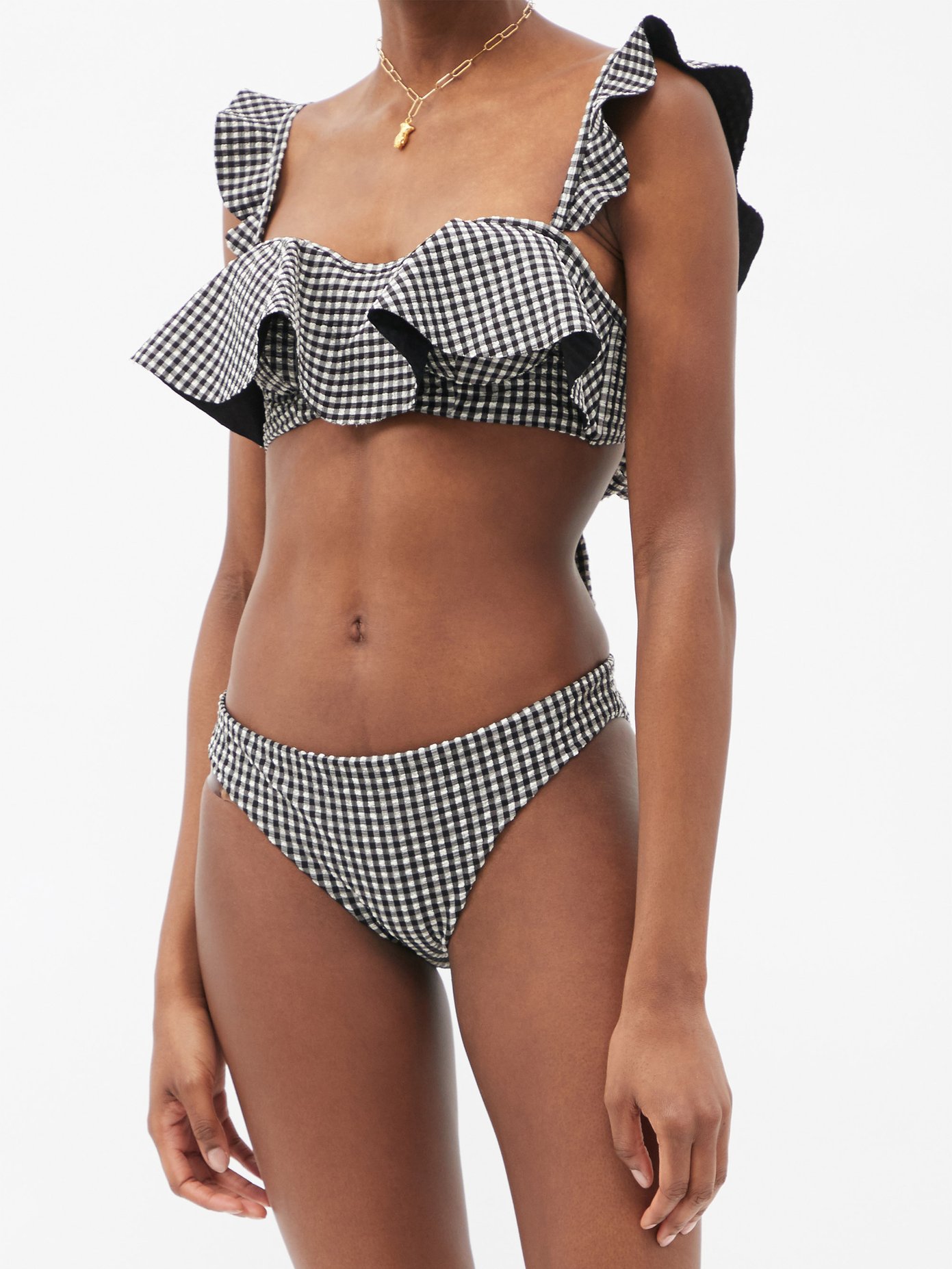 SELF-PORTRAIT
Gingham ruffled bikini top
