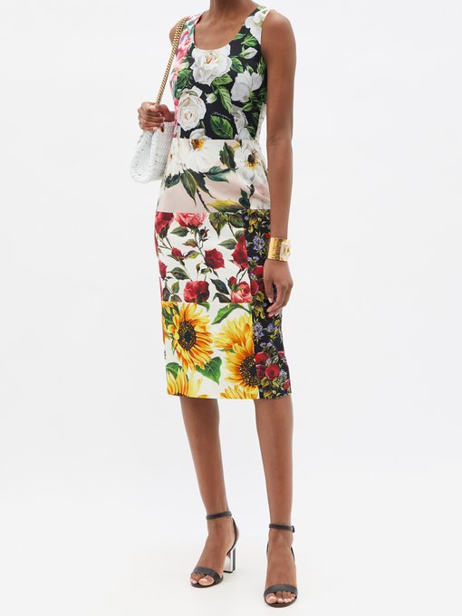 Patchwork floral-print silk-blend midi dress | Dolce & Gabbana ...