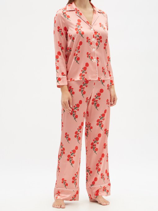 Red Blossom-print silk-blend satin pyjamas | Bernadette | MATCHESFASHION UK