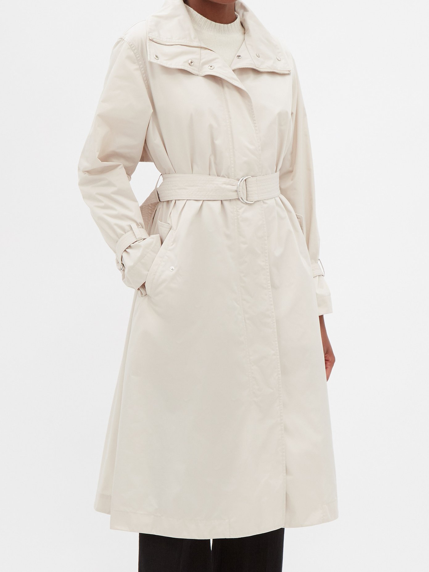 22SS 몽클레어 투르지빌 트렌치 코트 - 크림 Moncler Tourgeville micro-garbadine trench coat,Cream