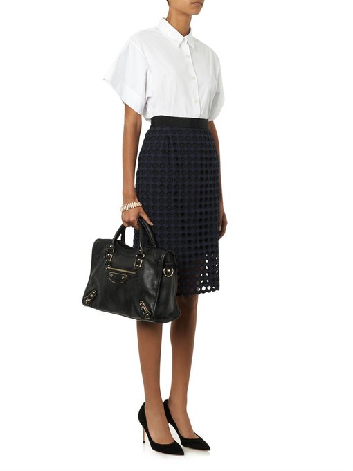 Giant-eyelet cotton pencil skirt | Sea | MATCHESFASHION UK